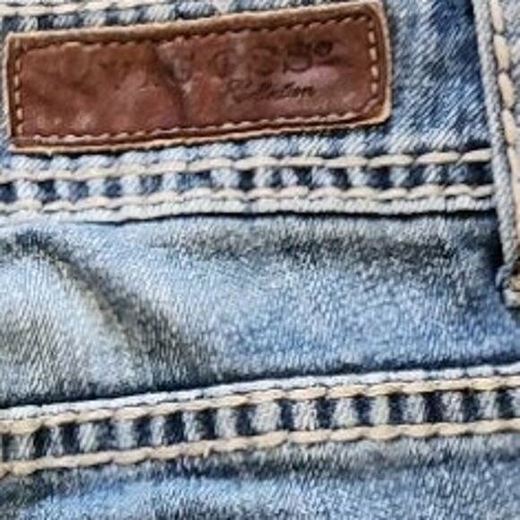 Vigoss Blue Boot Cut Jeans with Distressing and Faded Wash - Picture 5 of 9